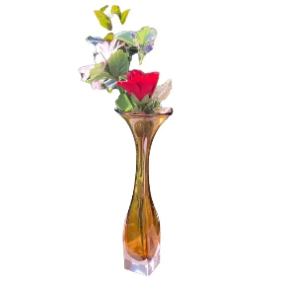 Bo Borgstrom Jack In The Pulpit Vintage 1960s Swedish Amber Glass Vase 12.5 in